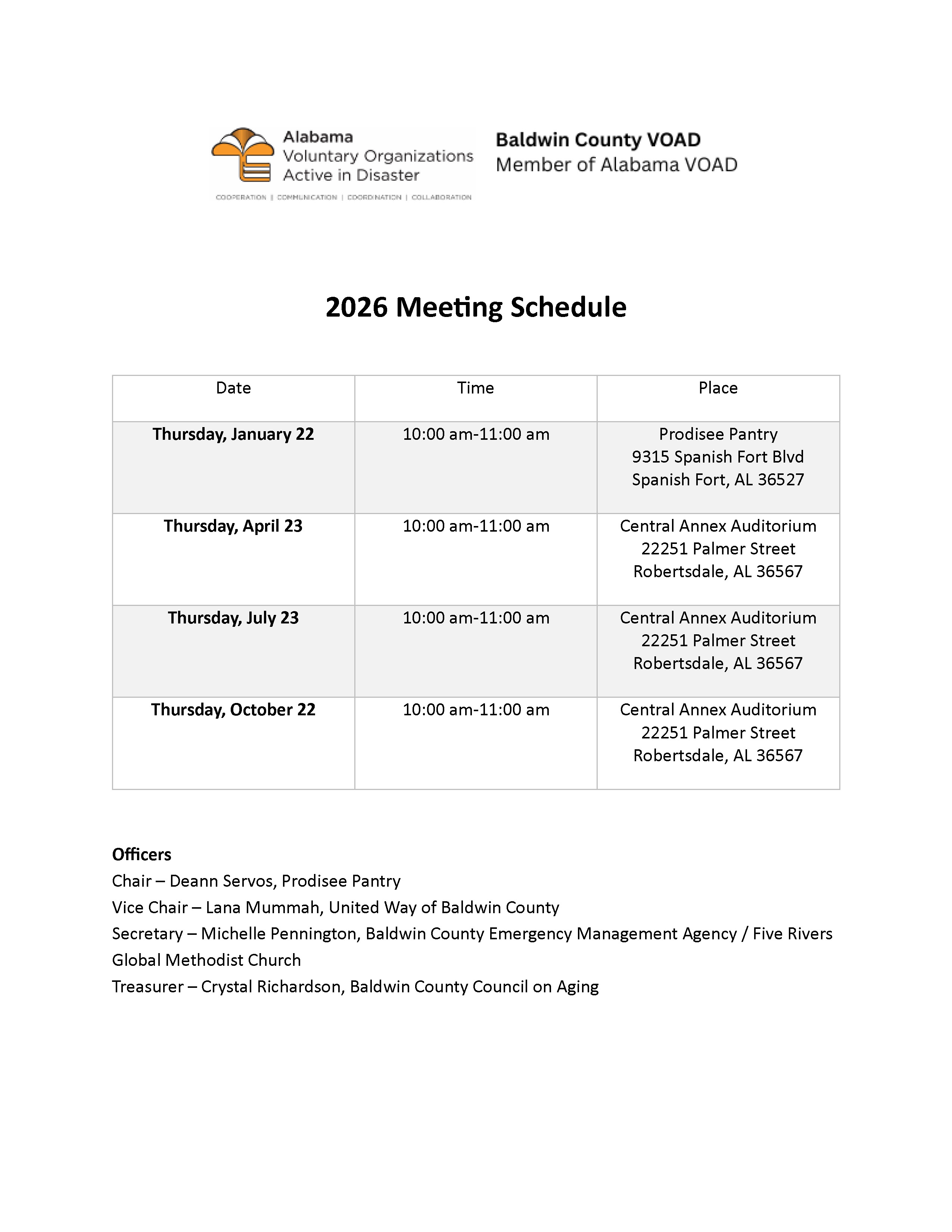 Meeting Schedule