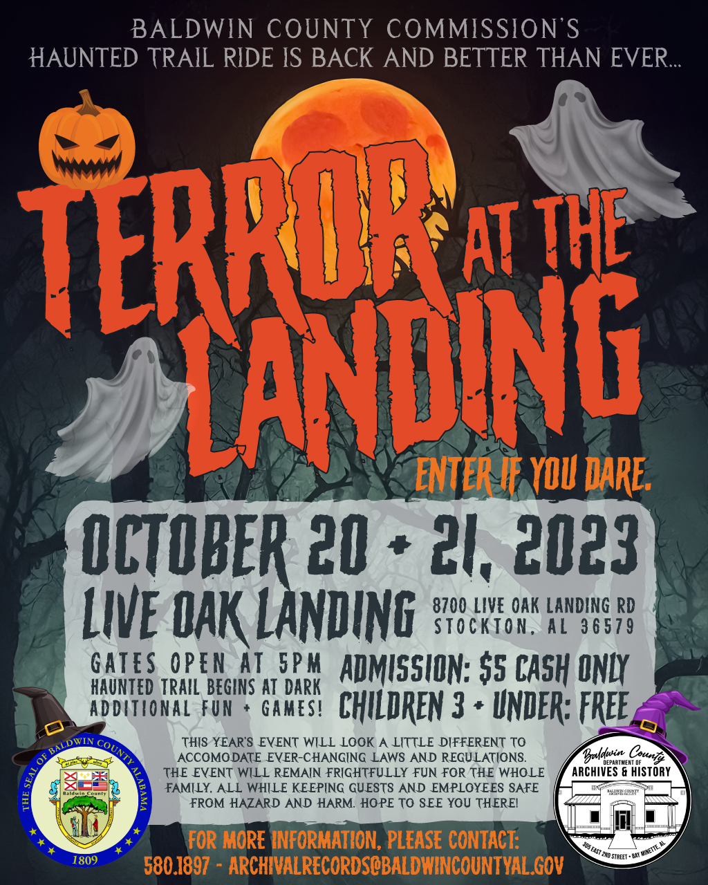 Haunted Trail Ride Terror at the Landing Flyer 2023