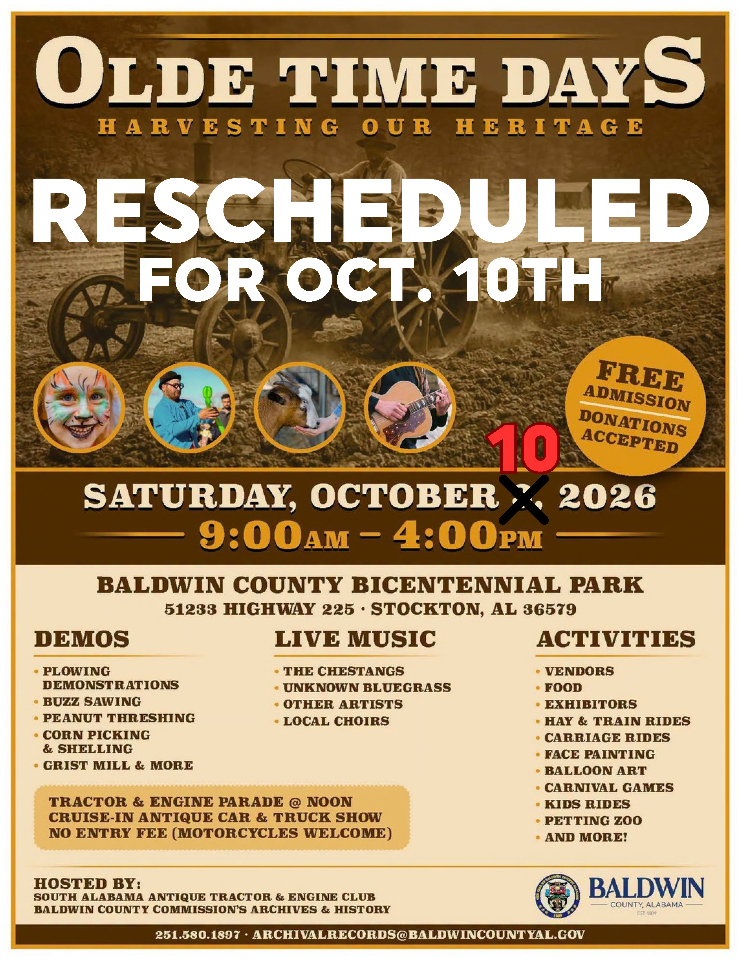 Olde Time Days at Bicentennial Park, Saturday October 3rd, 9AM to 4PM