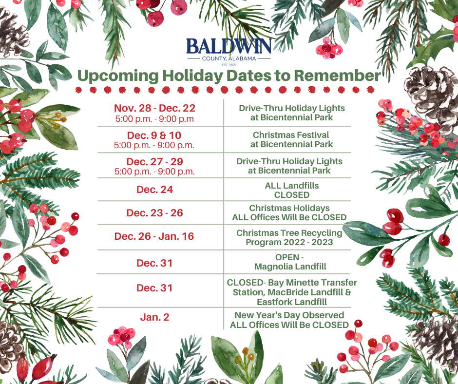 Baldwin County Commission Holiday Closures Baldwin County Commission Holiday Closures